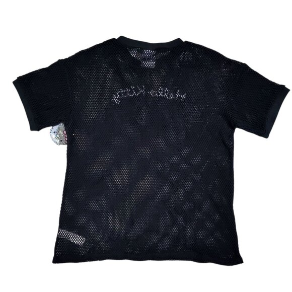 NWT Forever 21 x Hello Kitty Disco Mesh Dance Fishnet Sequin Shirt - Small - Picture 2 of 8